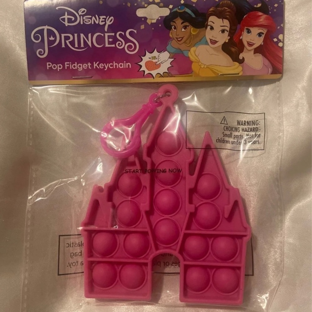 Pink Disney princess castle pop it keychain